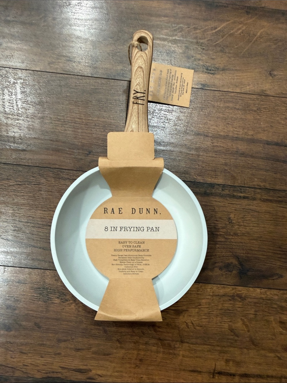 Rae Dunn White Ceramic Frying Pan with Wood Handle